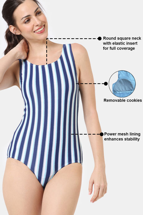 Zelocity Elastane Blended Slip-On Malliot with Removable Pads - Blue Depth — image 7